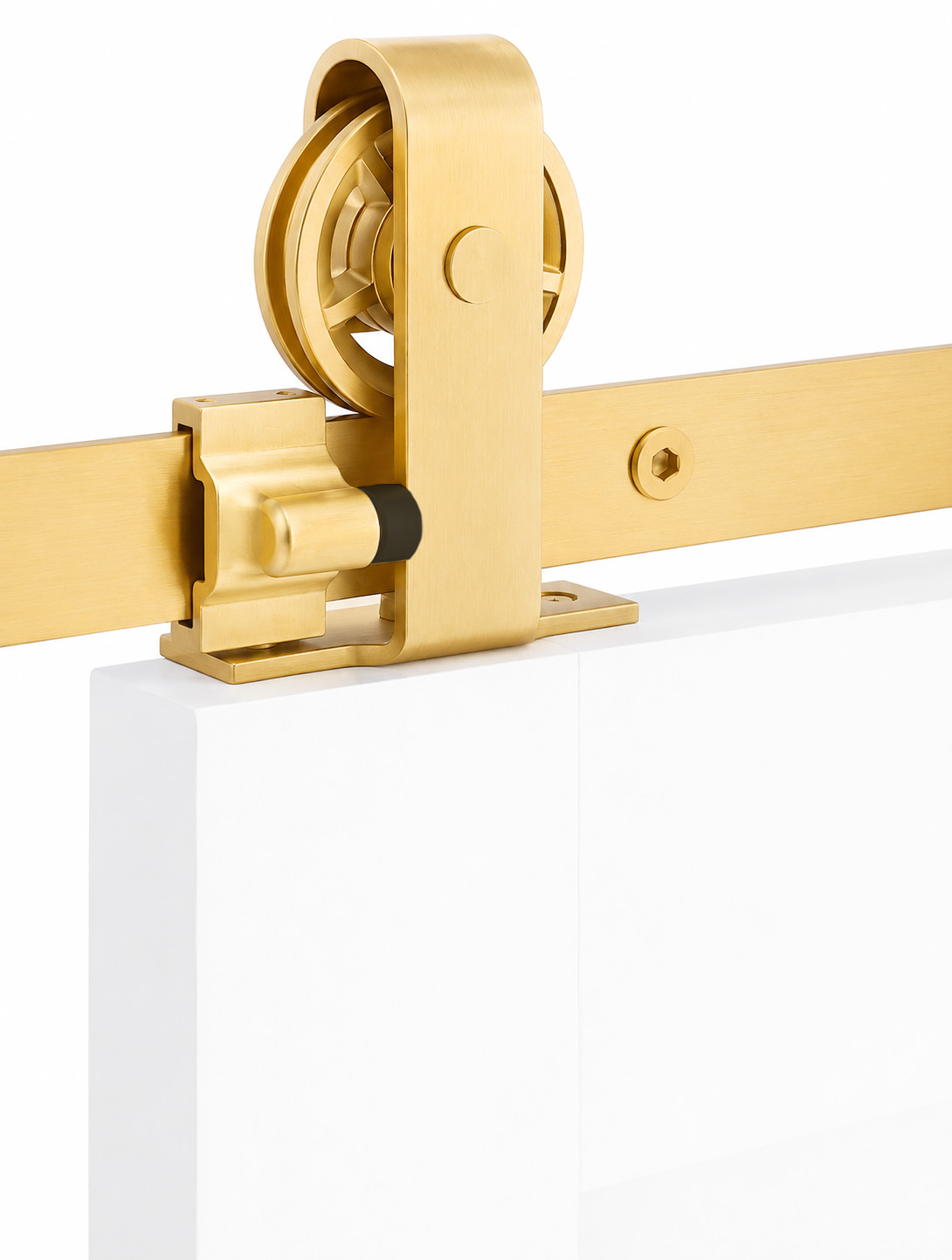 Emtek Classic Top Mount Barn Door Kit - Satin Brass Stainless Steel