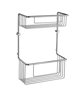 Smedbo Sideline Collection Basic Two Level 8 1/2 Inch Straight Soap Basket - Polished Chrome