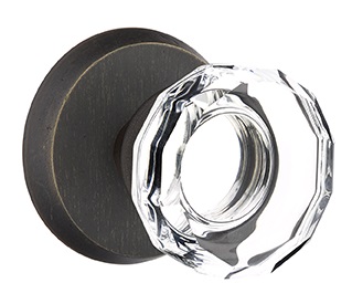 Emtek Lowell Crystal Knob with Sandcast Style 2 Rosette