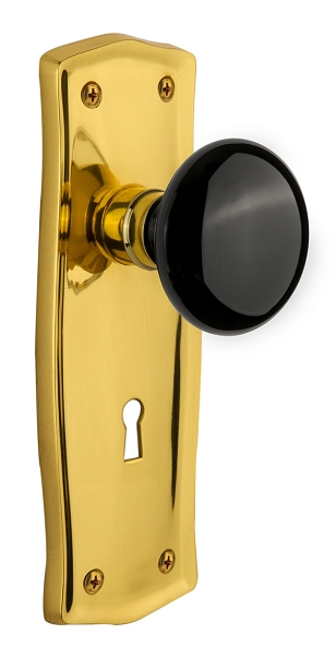 Nostalgic Warehouse Prairie Plate with Black Porcelain Knob - Mortise Lock