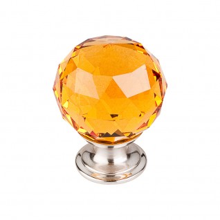 Top Knobs TK112BSN Amber Crystal Knob 1 3/8 Inch Brushed Satin Nickel
