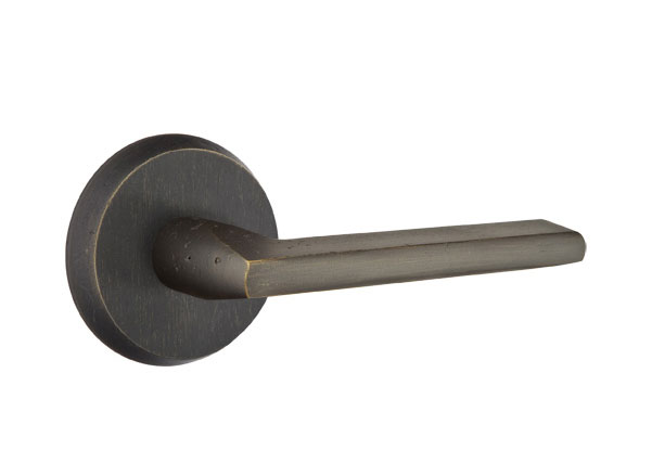 Emtek Sandcast Bronze Lariat Lever Handle with Style 2 Rosette