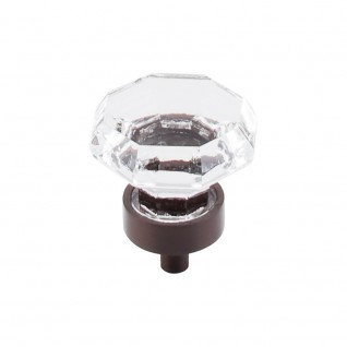 Top Knobs TK128ORB Clear Octagon Crystal Knob 1 3/8 Inch Oil Rubbed Bronze