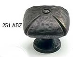 Schaub Square Knob 1 1/2 inch dia Ancient Bronze
