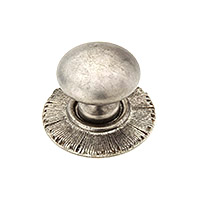 Schaub Sunburst 1 1/4 inch Round Knob with Backplate in Antique Silver