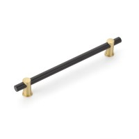 Schaub Fonce 8 inch CC Cabinet Pull in Matte Black with Satin Brass Stem