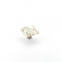 Schaub Ice 1 1/2 inch Square Knob in White Lace Pebbles with Stainless Steel Stem
