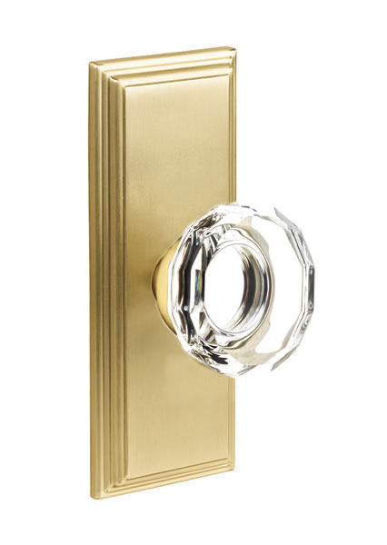 Emtek Lowell Crystal Knob with 7 Inch Wilshire Sideplate