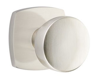Emtek Laurent Door Knob with Urban Modern Rosette in Satin Nickel
