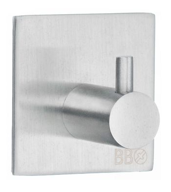 Beslagsboden Design Steel Single Self-Adhesive Square Hook - Brushed Stainless Steel