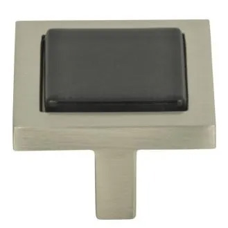 Atlas Homewares Spa Black Square Knob 1 3/8 Inch Brushed Nickel