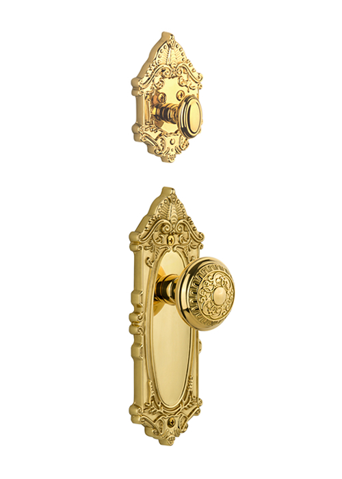 Grandeur Grande Victorian Handleset with Windsor Knob - (Interior Half Only, with Deadbolt)