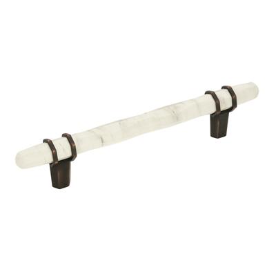 Amerocok Carrione 5-1/16 Inch cc Cabinet Pull Marble White/Oil-Rubbed Bronze