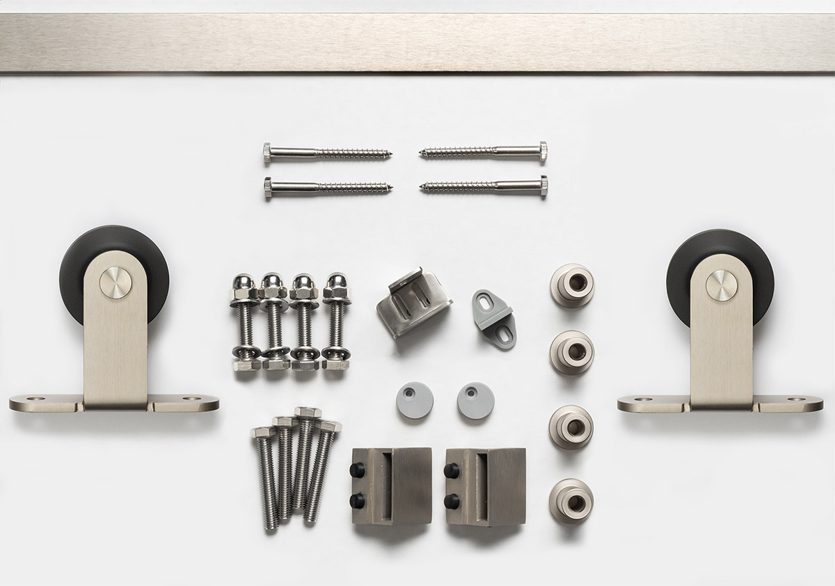 Sure-Loc 72 Inch Track Top Mount Barn Door Track System - Satin Nickel