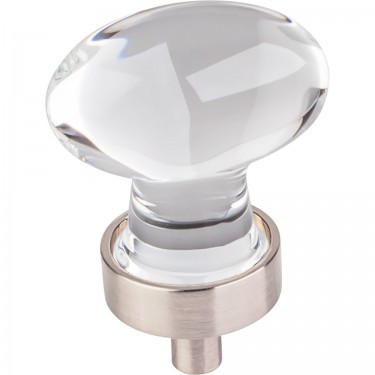Hardware Resources Harlow 1-1/4 Inch Glass Oval Cabinet Knob - Satin Nickel