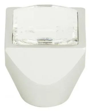 Atlas Homewares Crystal Large Square Knob 1 Inch Matte Chrome