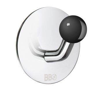 Beslagsboden Design Single Hook - Polished Stainless Steel / Black Knob