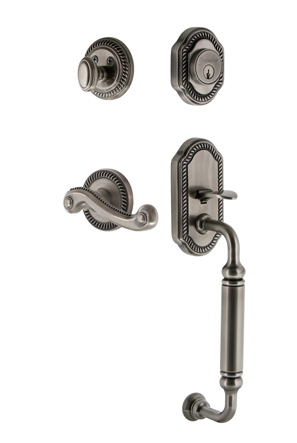 Grandeur Newport Handleset with C Grip and Newport Interior Plates