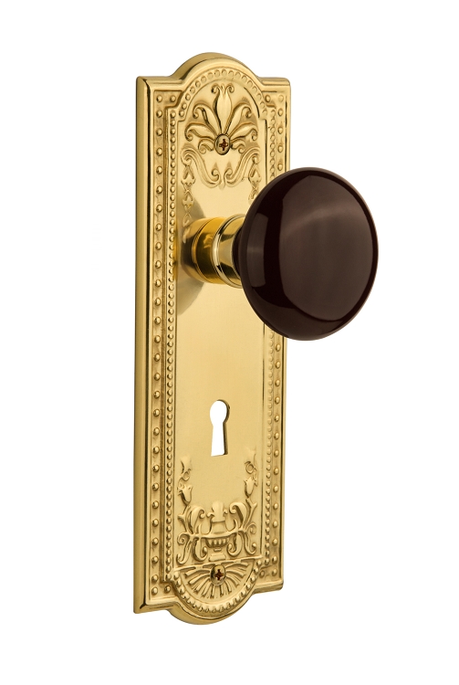 Nostalgic Warehouse Meadows Plate with Brown Porcelain Knob - Mortise Lock