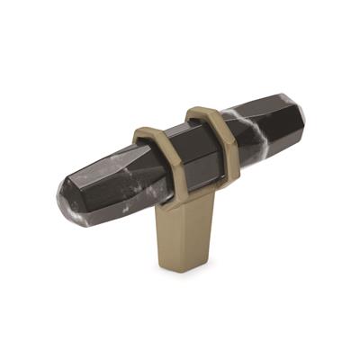 Amerock Carrione 2-1/2 Inch Cabinet Knob Marble Black/Golden Champagne
