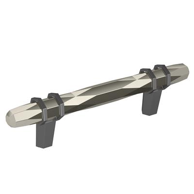Amerock London 3-3/4 Inch cc Cabinet Pull Polished Nickel/Black Chrome