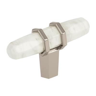 Amerock Carrione 2-1/2 Inch Cabinet Knob Marble White/Polished Nickel