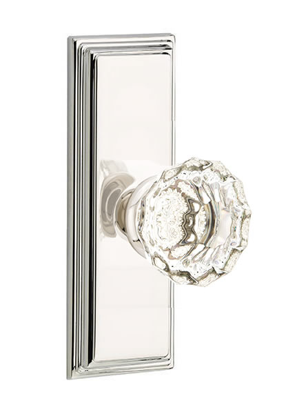 Emtek Astoria Crystal Knob with 7 Inch Wilshire Sideplate
