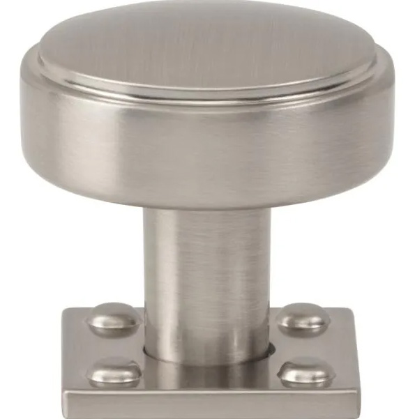 Atlas Homewares Benning Knob With Backplate 1 1/4 Inch (1 Inch Backplate) Brushed Nickel