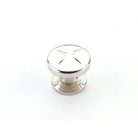 Schaub Northport 1 3/8 inch Diameter Round Knob X Indent in Polished Nickel