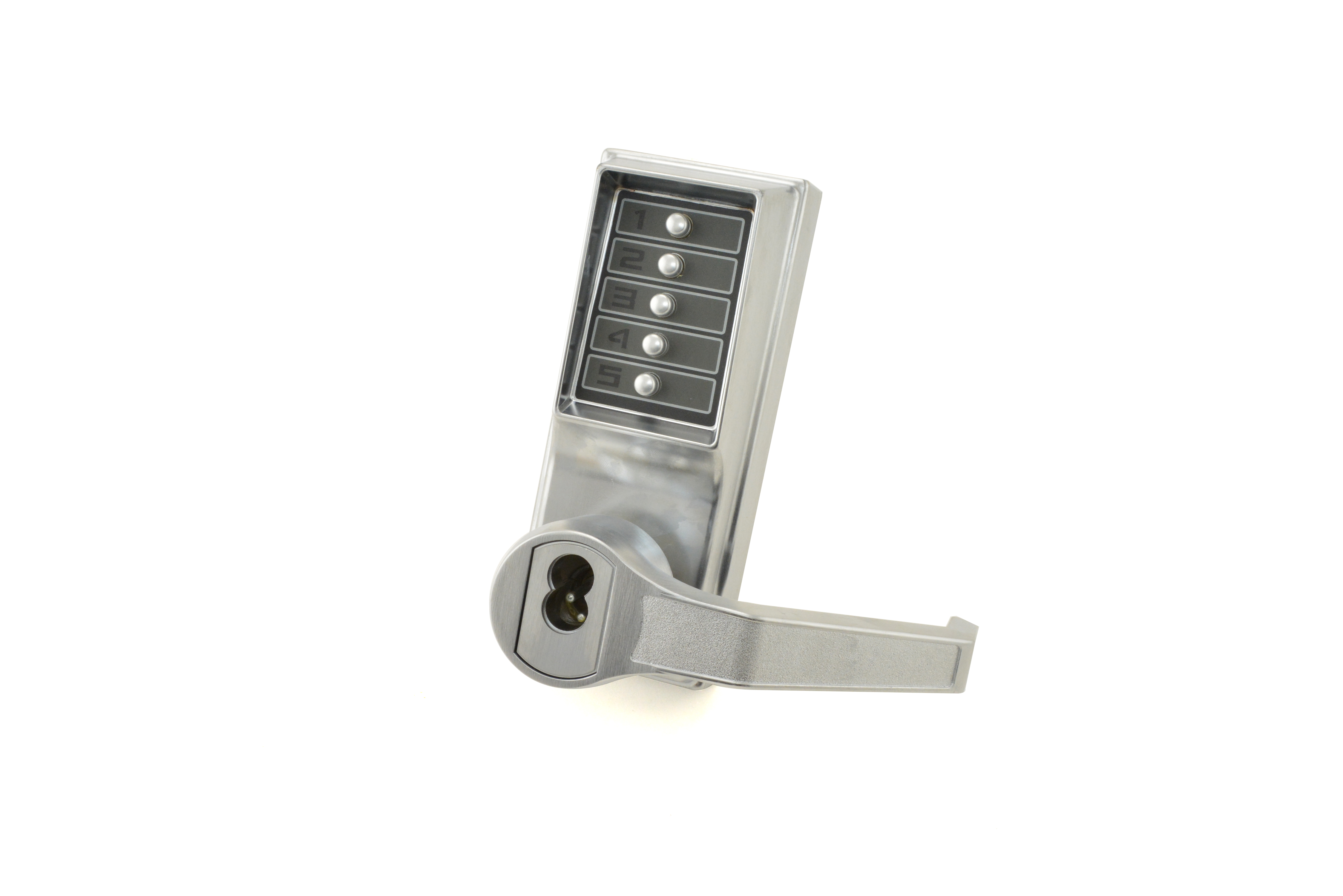 Kaba Simplex RR8146B26D Right Hand Reverse Mechanical Pushbutton Lever Mortise Combination Entry Passage Lockout with Key Override Best Prep Satin Chrome Finish