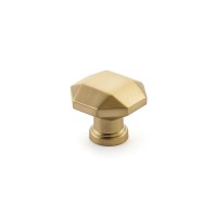 Schaub Menlo Park Faceted Knob 1 1/4 inch dia Signature Satin Brass