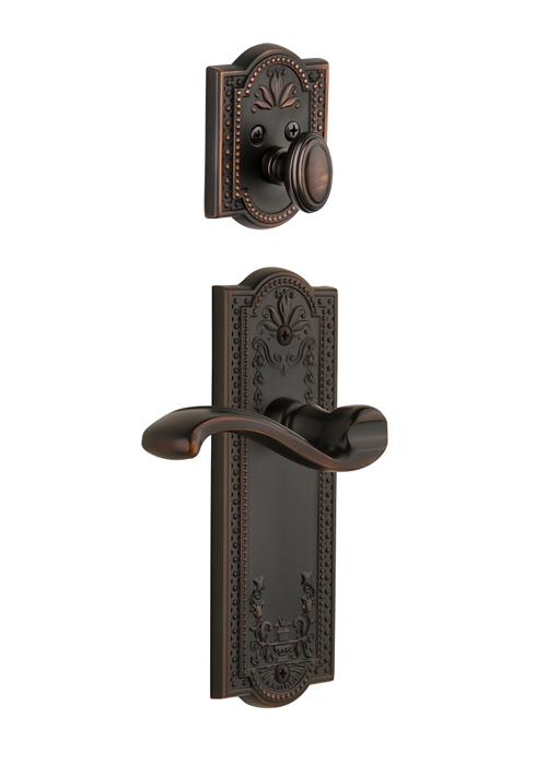 Grandeur Parthenon Handleset with Portofino Lever - (Interior Half Only, with Deadbolt)