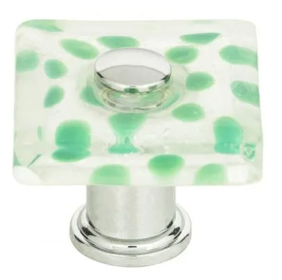 Atlas Homewares Emerald Polka Dot Glass Knob 1 1/2 Inch Polished Chrome