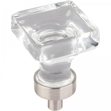 Hardware Resources Harlow 1 Inch Glass Square Cabinet Knob - Satin Nickel