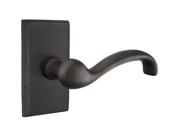 Emtek Sandcast Bronze Teton Lever Handle with Style 3 Rosette