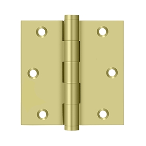 Deltana 3 1/2 x 3 1/2 Inch Solid Brass Square Corner Residential Hinge - Pair