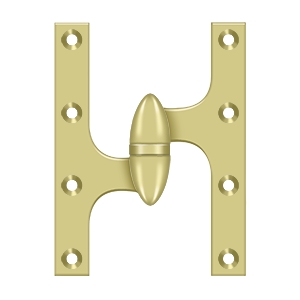 Deltana 6 Inch x 4 1/2 Inch Olive Knuckle Left Hand Hinge, Polished Brass