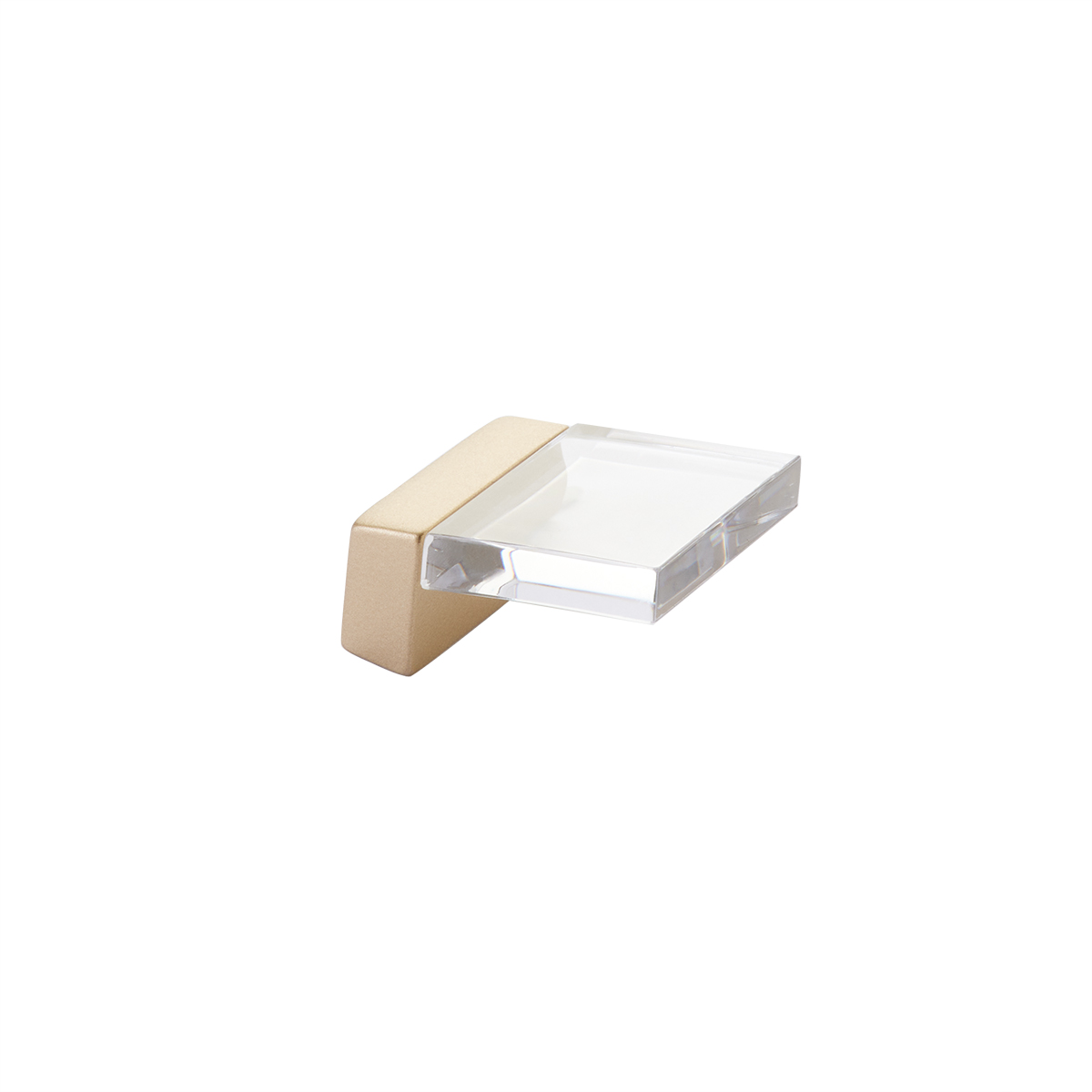 Positano, Pull, Square, Angled, Signature Satin Brass, Clear, 16 mm cc