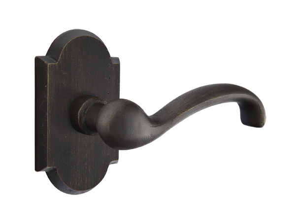 Emtek Sandcast Bronze Teton Lever Handle with Style 1 Rosette