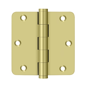 Deltana 3 1/2 x 3 1/2 Inch Solid Brass 1/4 Radius Corner Residential Hinge - Pair