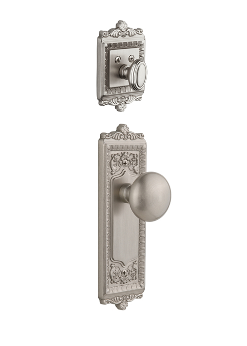 Grandeur Windsor Handleset with Fifth Avenue Knob - (Interior Half Only, with Deadbolt)