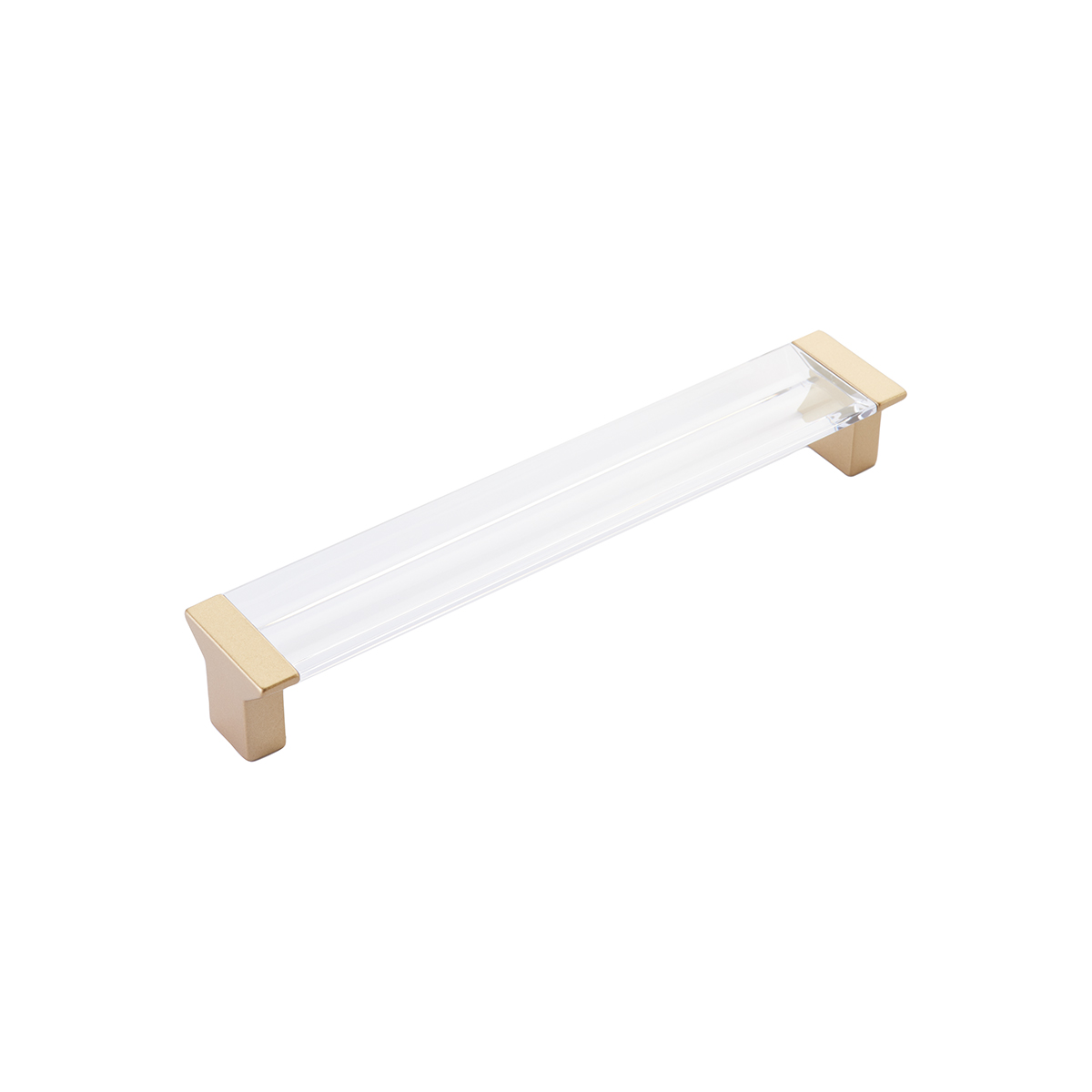 Positano, Pull, 160mm cc, Clear, Signature Satin Brass finish