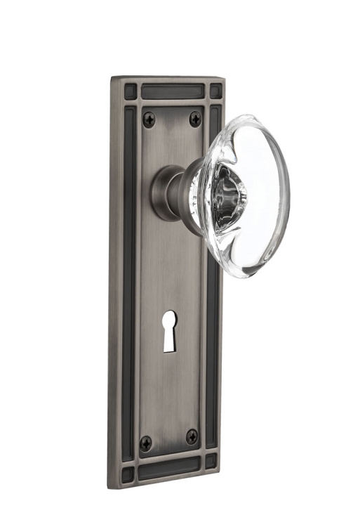 Nostalgic Warehouse Mission Plate with Oval Clear Crystal Knob - Mortise Lock