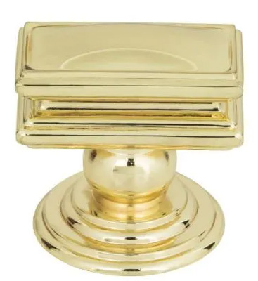 Atlas Homewares Campaign Rectangle Knob 1 1/2 Inch Polished Brass