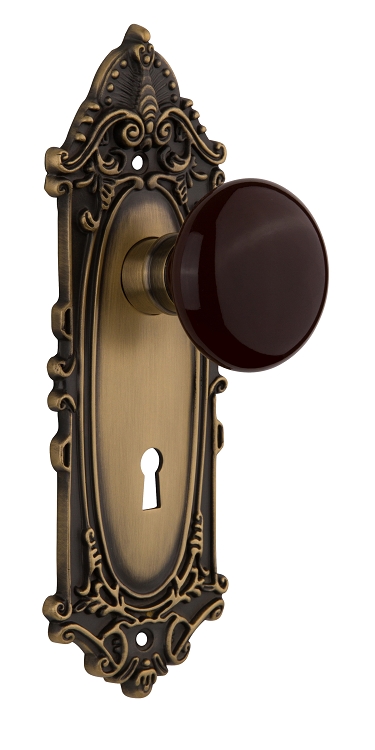 Nostalgic Warehouse Victorian Plate with Brown Porcelain Knob - Mortise Lock