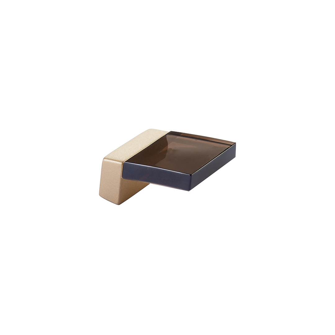 Positano, Pull, Square, Angled, Signature Satin Brass, Smoke, 16 mm cc