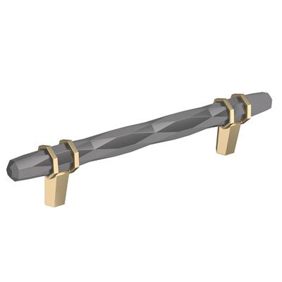 Amerock London 5-1/16 Inch cc Cabinet Pull Black Chrome/Golden Champagne