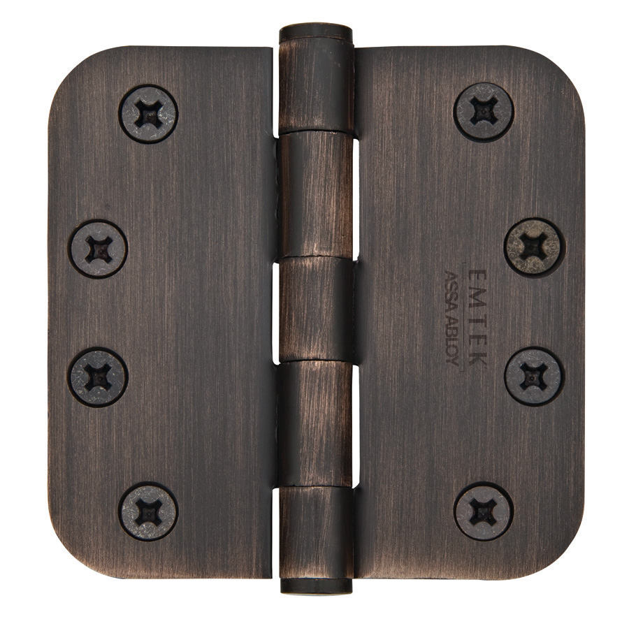 Emtek 4 Inch Steel Heavy Duty Door Hinges with 5/8 Inch Round Corners (pair)