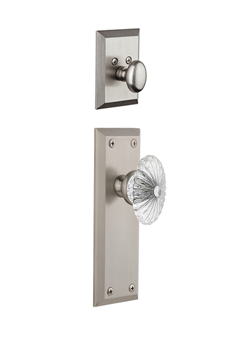 Grandeur Fifth Avenue Handleset with Burgundy Knob - (Interior Half Only, with Deadbolt)