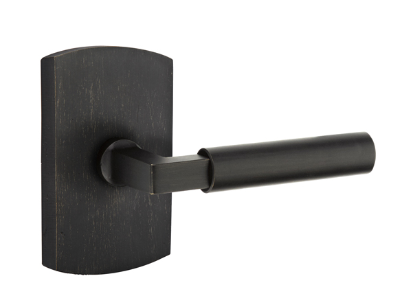 Emtek Sandcast Bronze Bryce Lever Handle with Style 4 Rosette